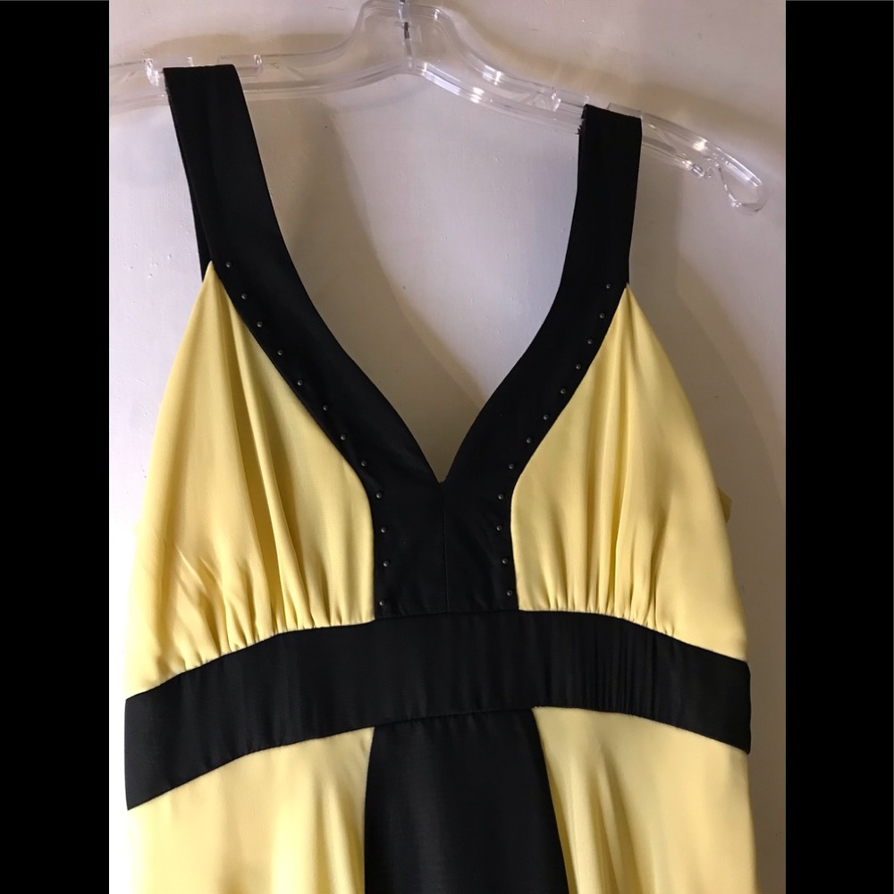 Johnathan Martin Size 6 Yellow & Black Midi Dress - Picture 8 of 13